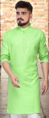 Krisha trend Men Solid Straight Kurta(Light Green)