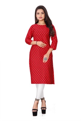 SARTHI FASHION HUB Women Printed Straight Kurta(Red)