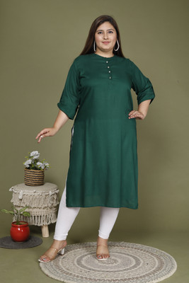 Swasti Women Solid Straight Kurta(Green)