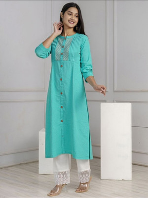 PP Vastram Women Self Design A-line Kurta(Blue)