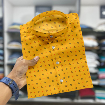 SOPANI Men Printed Straight Kurta(Yellow)