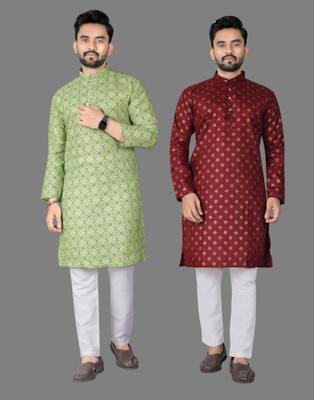 DHASU TRENDZ Men Printed Straight Kurta(Multicolor)