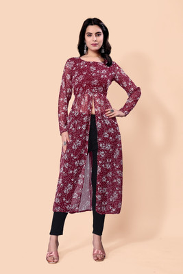 Shiv Women Printed A-line Kurta(Maroon)