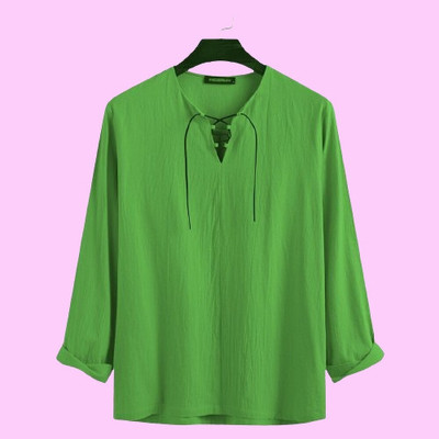 Super Westron Men Self Design Straight Kurta(Green)