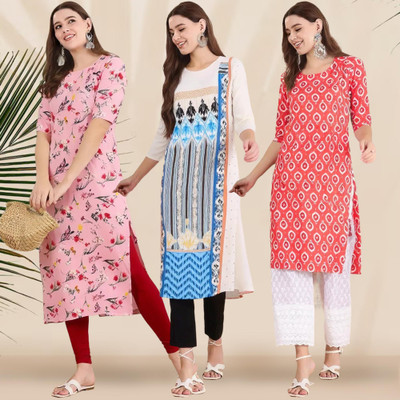 1 Stop Fashion Women Printed A-line Kurta(Multicolor)