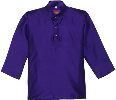 THANGAMAGAN Boys Solid Straight Kurta(Purple)