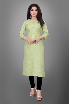 Clusy Women Polka Print A-line Kurta(Light Green)