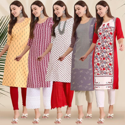 EthnicBasket Women Printed Straight Kurta(Multicolor)