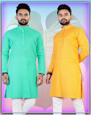 Flossy Men Solid Straight Kurta(Multicolor)