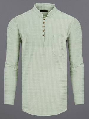 french crown Men Solid Straight Kurta(Green)
