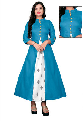 YANA ENTERPRISE Women Solid A-line Kurta(Light Blue)