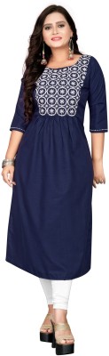 Lerkiza Women Embroidered Anarkali Kurta(Dark Blue)