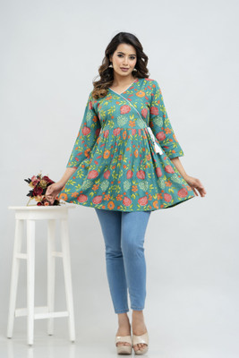 HouseOfCommon Women Floral Print Flared Kurta(Multicolor)