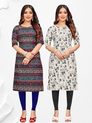 HouseOfCommon Women Embroidered Straight Kurta(Multicolor, White)