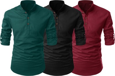 FINIVO FASHION Men Solid Straight Kurta(Green, Black, Maroon)