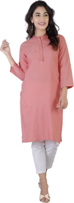 Prathmikta Women Solid Straight Kurta(Pink)