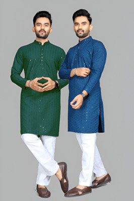 Keton Men Embroidered Straight Kurta(Multicolor)