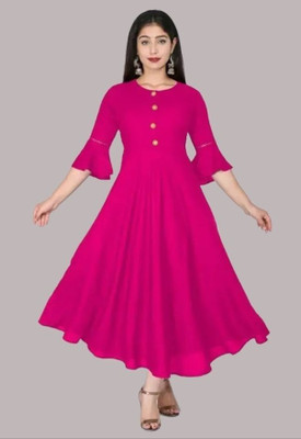 RajikulGarments Women Solid Anarkali Kurta(Pink)