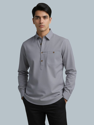 Vida Loca Men Solid A-line Kurta(Dark Green)