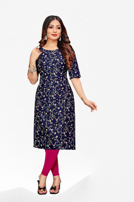 RadhikaPrints Women Printed A-line Kurta(Blue)