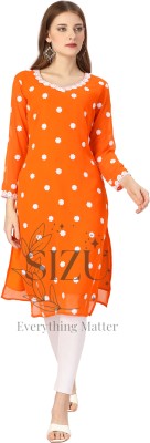 SIZU Women Embroidered Straight Kurta(Orange)