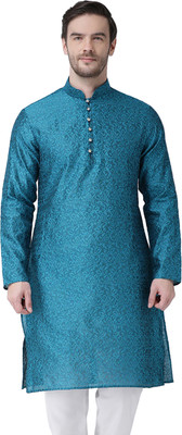 SG LEMAN Men Printed Straight Kurta(Light Blue)