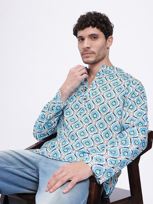 Anouk Rustic Men Printed Straight Kurta(White)