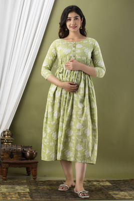 RV FASHION WORLD Women Printed Gown Kurta(Light Green)