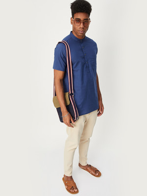 MAX Men Solid Straight Kurta(Blue)