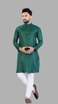 VINAARI Men Solid A-line Kurta(Green)