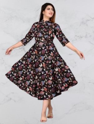 Tejal Textile Women Embroidered Anarkali Kurta(Black)