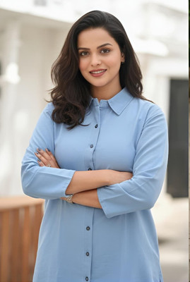 SK Creation Women Solid Straight Kurta(Light Blue)