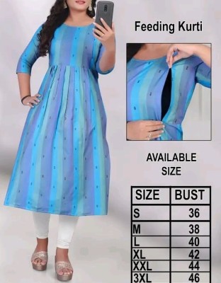 Texpa Fashion Women Abstract A-line Kurta(Light Blue)