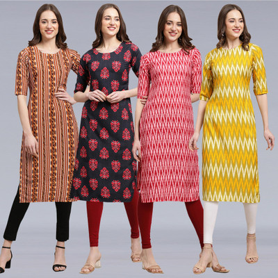 1 Stop Fashion Women Printed Straight Kurta(Multicolor)