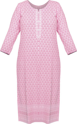 Clothify Women Printed Straight Kurta(Pink)