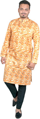 Gee Next Creation Men Printed Straight Kurta(Orange)