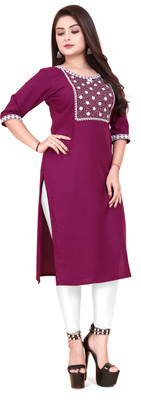 Jayshree Fab Women Embroidered A-line Kurta(Purple)