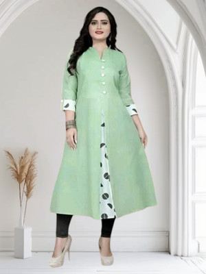 U CREATION Women Solid Straight Kurta(Light Green)