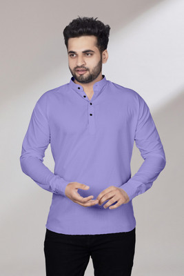 Kavyangle Creation Men Solid Straight Kurta(Blue)