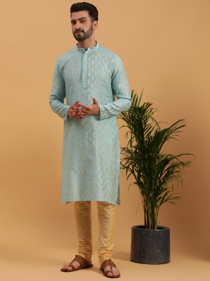 Namaskar Men Self Design Straight Kurta(Blue)