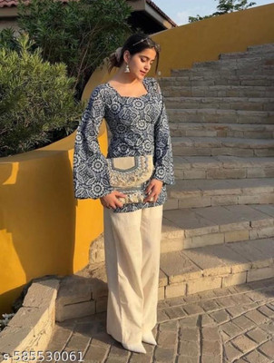 Funish Fashion Women Printed A-line Kurta(Blue)