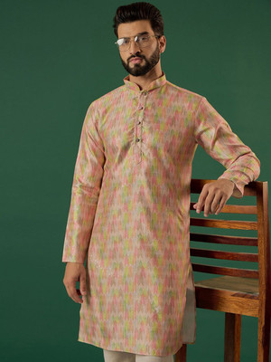ANOUK Men Geometric Print Straight Kurta(Multicolor)