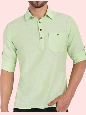 Classycollar Men Solid A-line Kurta(Light Green)
