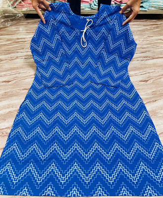 R A TEXTILE Women Striped A-line Kurta(Blue)