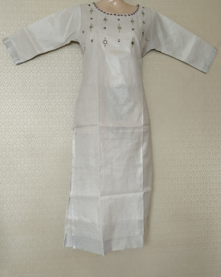 JINEES Women Embroidered Straight Kurta(White)
