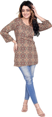 AngelFly Women Geometric Print A-line Kurta(Maroon)