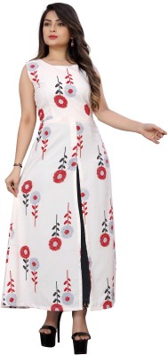 Modli 20 Fashion Women Printed Straight Kurta(White)