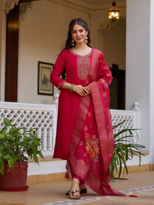Gopi Kishan Premium Solid Kurta, Trouser/Pant & Dupatta Set