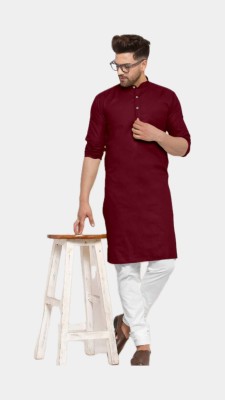 The Fashion Outlets Men Solid A-line Kurta(Maroon)