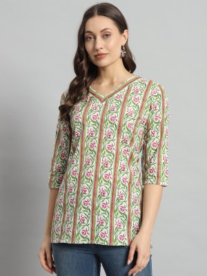 Mialo fashion Casual Printed Women Light Green Top